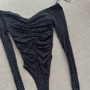 Zara Seamless rhinestone mesh bodysuit